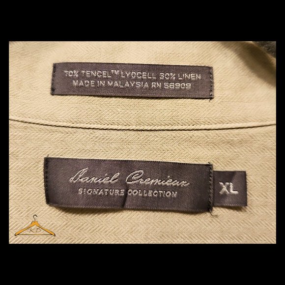 Daniel Cremieux Camp Shirt - XL, Linen/Tencel Blend, Tan-Beige Short Sleeves - Picture 3 of 8